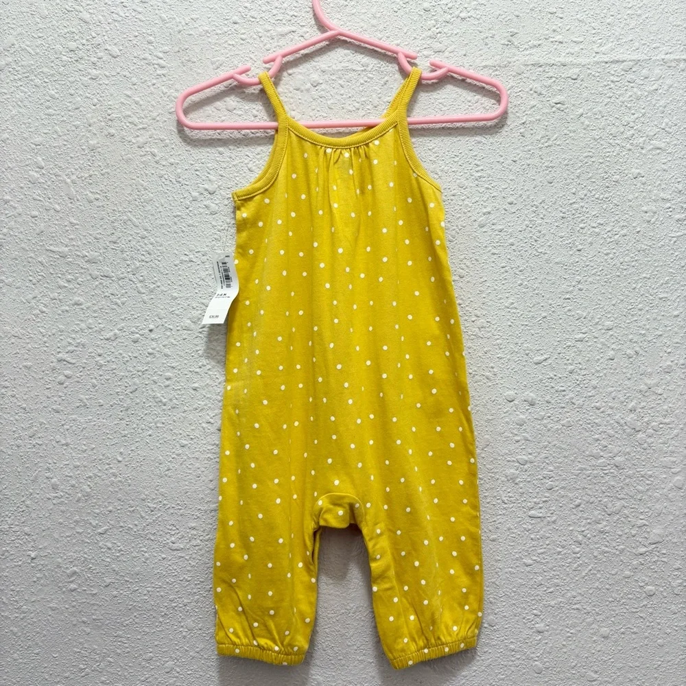 Old Navy Yellow Polka Dot Tank Pant Jumpsuit NWT Size 3-6 Months